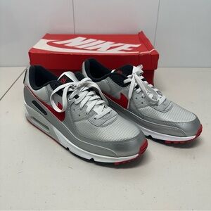 Nike Men’s Air Max 90 Metallic Silver University Red - Size 12